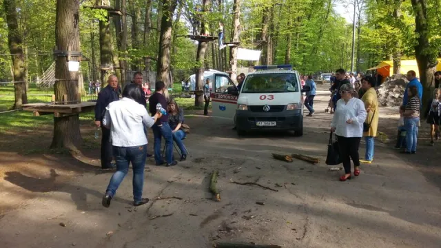 У міському парку Івано-Франківська на жінку впала гілка із дерева, жінку госпіталізовано — фото 1